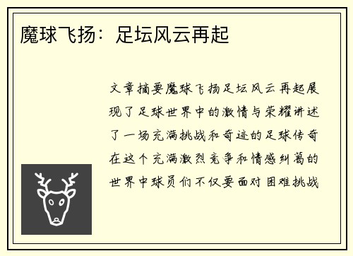 魔球飞扬：足坛风云再起